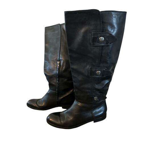 Coach Leather MAPLE Knee High Riding Boots Black Button Strap & Zipper SZ 8 - Picture 4 of 6